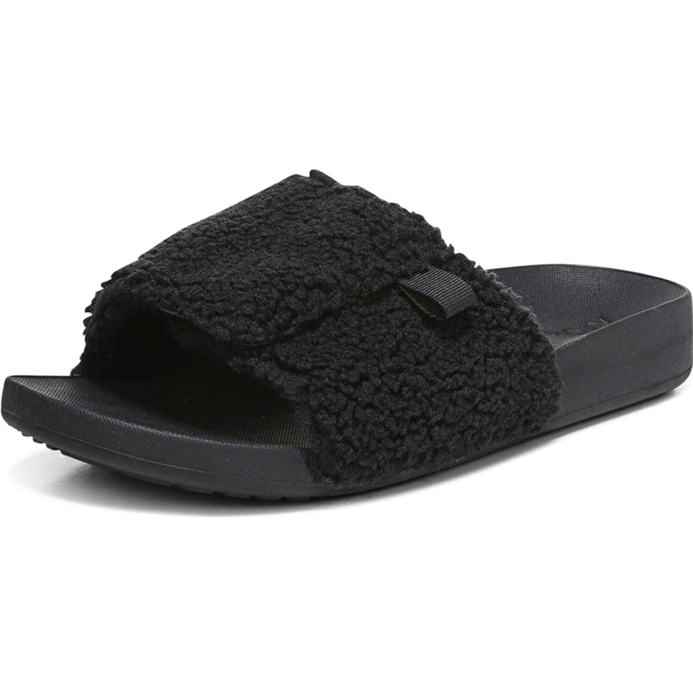 Women’s Vionic Asha Keira Slide Sandal-Black Shearling